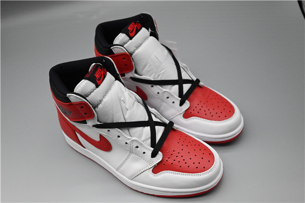 Men's Running Weapon Air Jordan 1 White/Red Shoes 0234